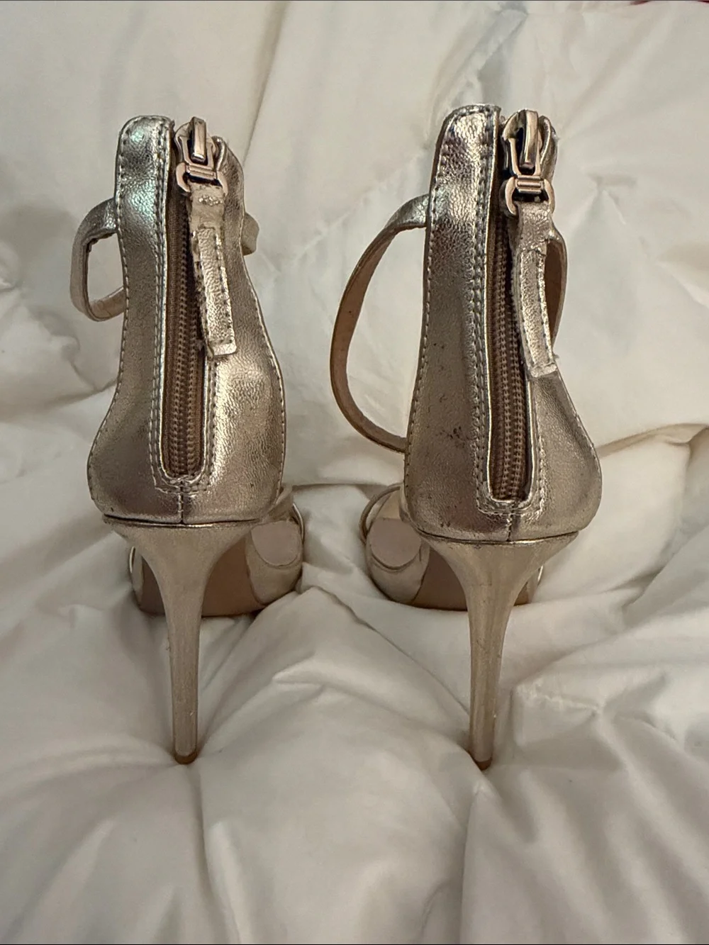Gold Metallic Strappy High Heel Sandals